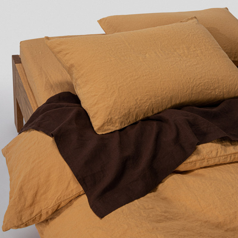 2 Fundas de Almohada - Lino Lavado 190 G/M² - Miel