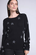 Jersey de cuello redondo con estrellas Lolita - Negro y plateado - Mujer