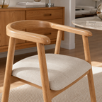 Lorenz - Lot De 2 Chaises - Chêne Massif & Tissu - Beige