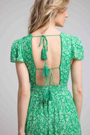 Robe Longue Manches Courtes - Vert