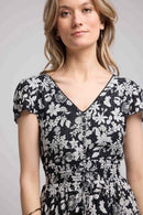 Vestido corto de manga corta - Negro