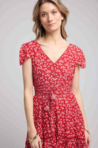 Robe Courte Manches Courtes - Rouge