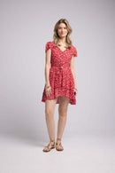 Robe Courte Manches Courtes - Rouge
