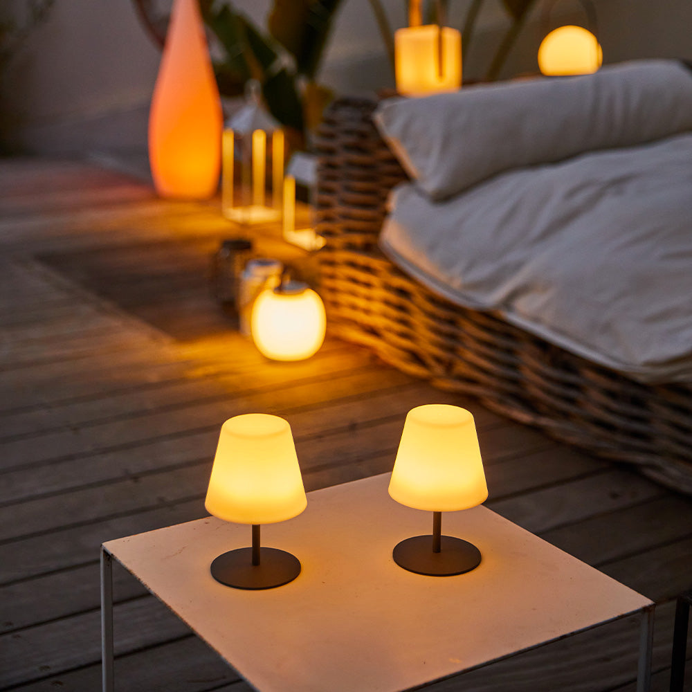 Twins - Lampe De Table Sans Fil - Acier - Gris