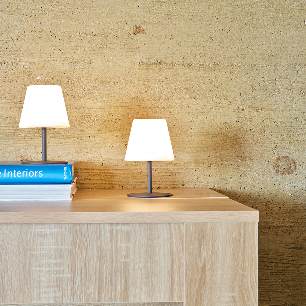 Twins - Lampe De Table Sans Fil - Acier - Gris