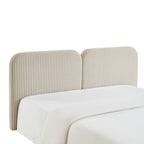 Louison - Tête De Lit - Tissu Lin Rayé - Blanc Et Beige
