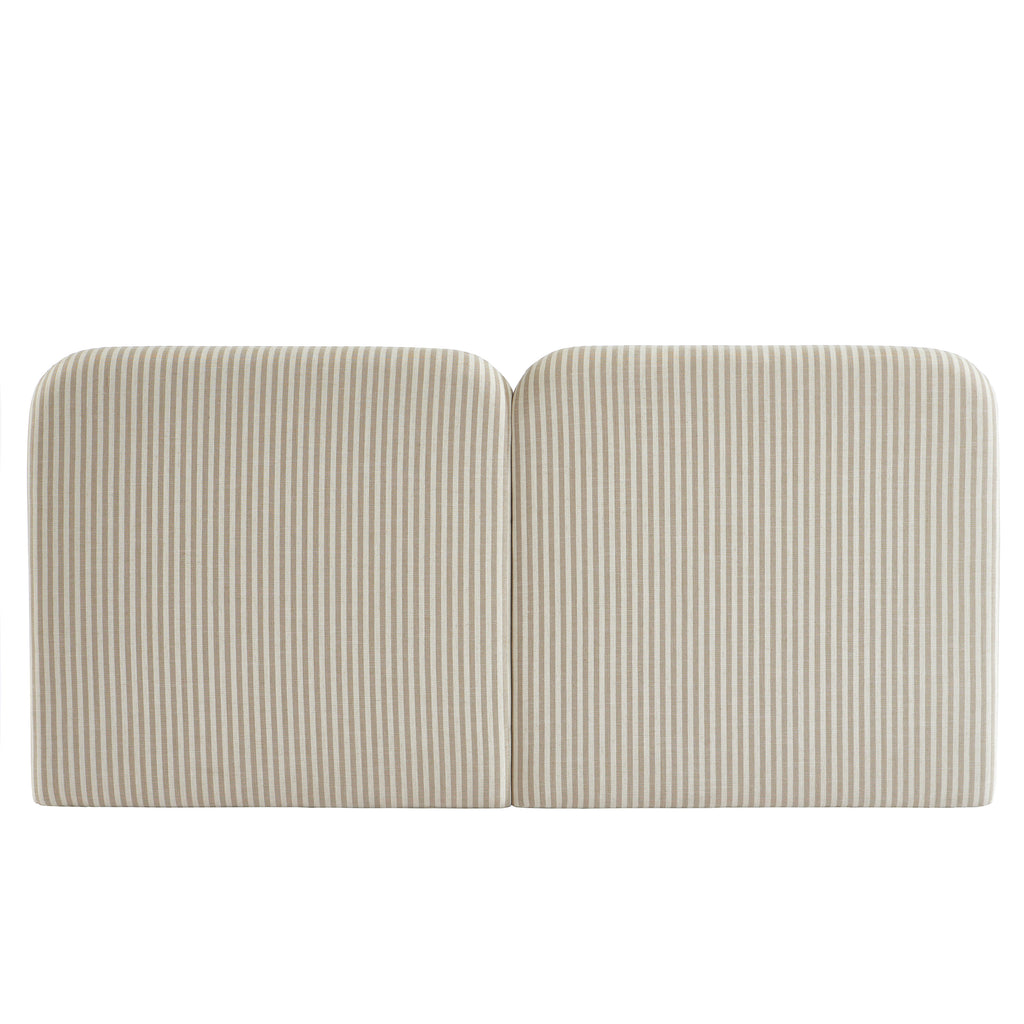 Louison - Tête De Lit - Tissu Lin Rayé - Blanc Et Beige