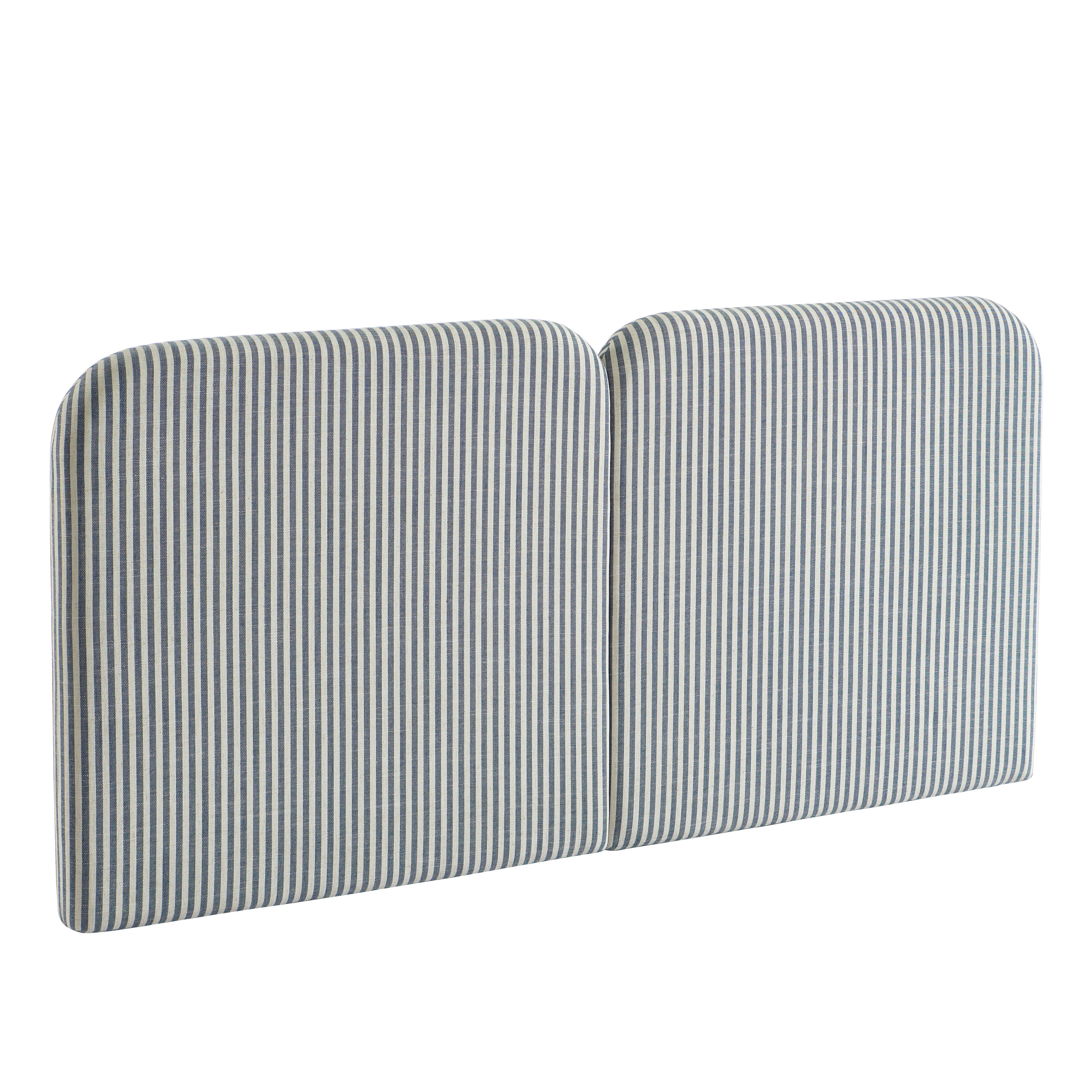 Louison - Cabecero de Cama - Tejido de Lino a Rayas - Blanco y Azul