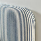 Louison - Cabecero de Cama - Tejido de Lino a Rayas - Blanco y Azul