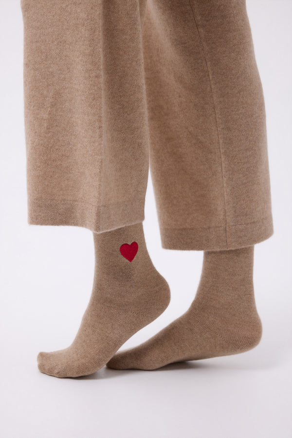 Love Unisex Heart Socks - Cream Beige - Unisex