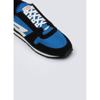 Sneakers i läder och nylon – Blå och svart – Vit logotyp