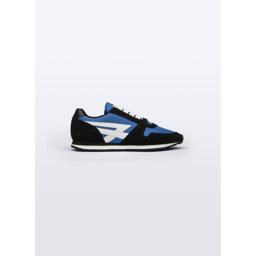 Sneakers i läder och nylon – Blå och svart – Vit logotyp