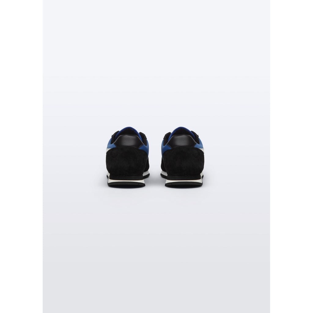 Sneakers i läder och nylon – Blå och svart – Vit logotyp