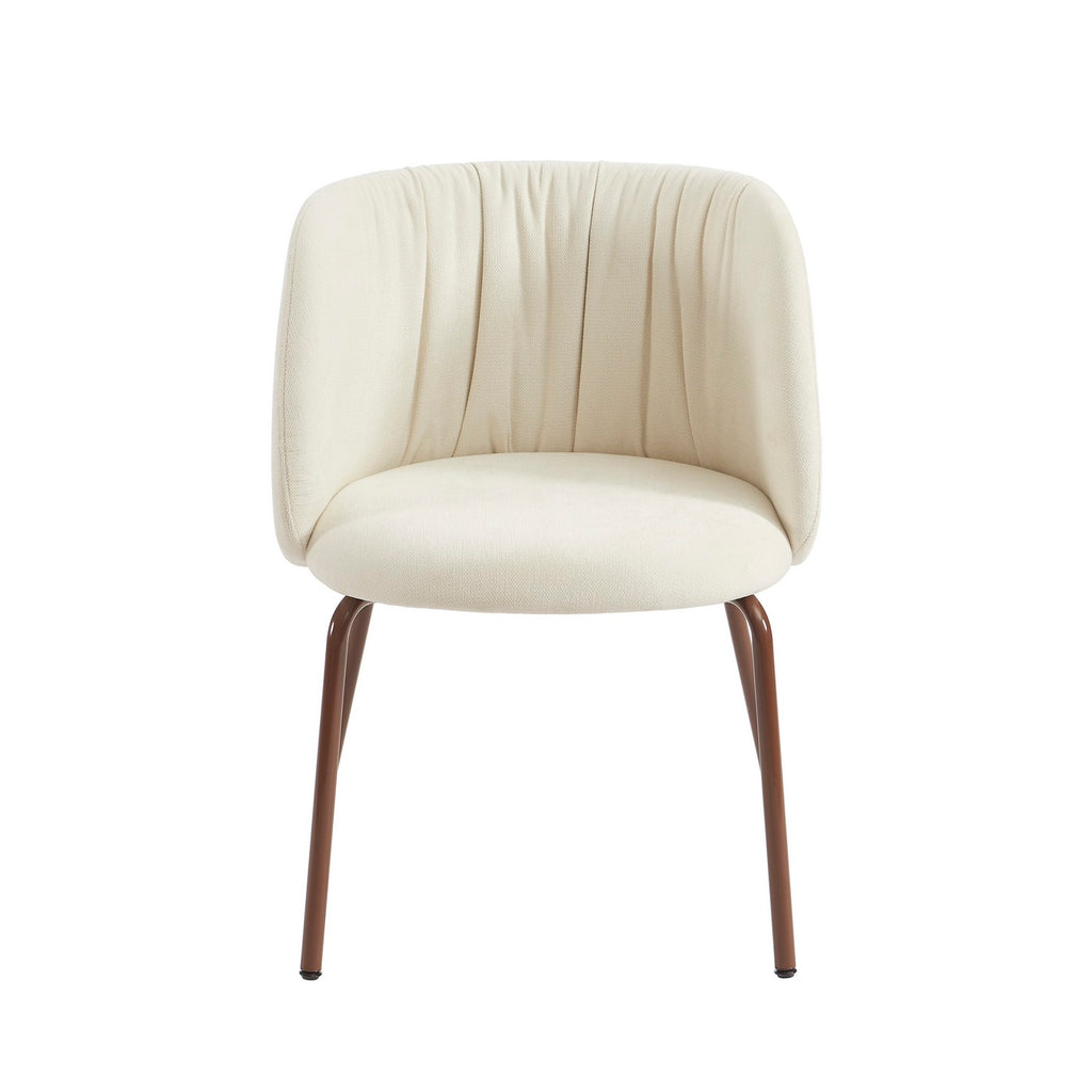 Luisa - Chairs - Chenille Fabric - Ecru And Brown Metal Legs