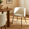 Luisa - Chairs - Chenille Fabric - Ecru And Brown Metal Legs