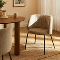 Luisa - Chairs - Chenille Fabric - Ochre And Black Metal Legs