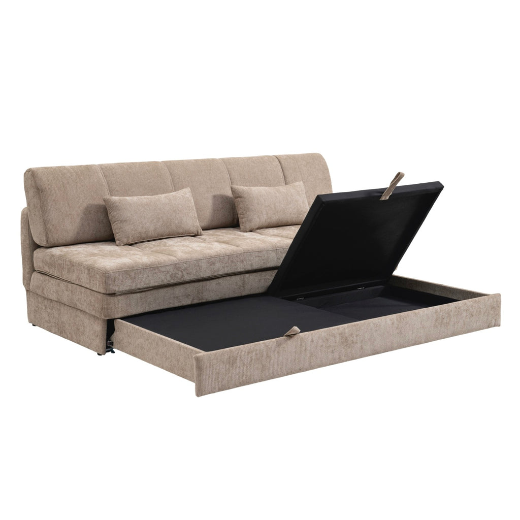 Luma – 3-Sitzer-Schlafsofa – Brauner Chenille-Stoff