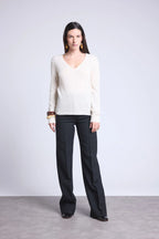 Jersey Cuello V Luna - Blanco - Mujer