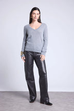 V-halset sweater Luna - Mørkegrå - Dame - 100% kashmir