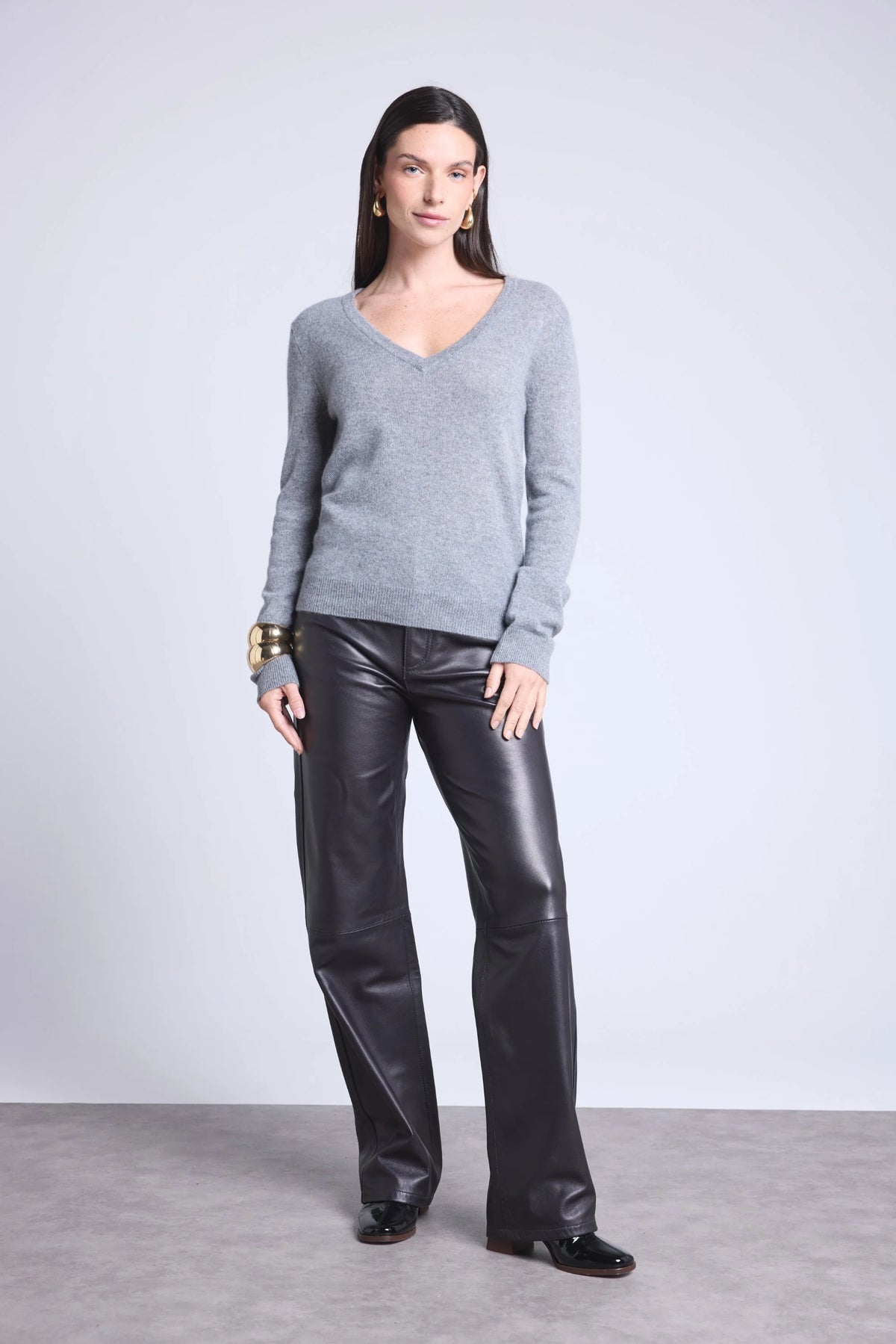 V-halset sweater Luna - Mørkegrå - Dame - 100% kashmir