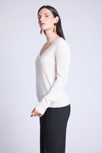 Jersey Cuello V Luna - Blanco - Mujer