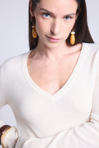Jersey Cuello V Luna - Blanco - Mujer