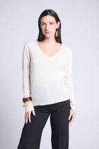 Jersey Cuello V Luna - Blanco - Mujer