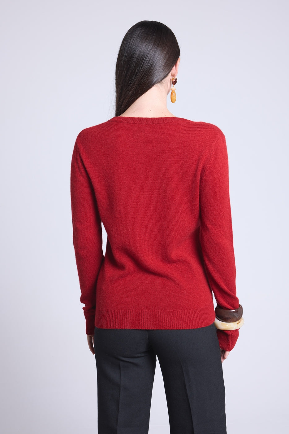 Luna V-Neck Jumper - Burgundy Red - Women