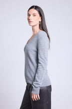 V-halset sweater Luna - Mørkegrå - Dame - 100% kashmir
