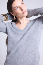 V-halset sweater Luna - Mørkegrå - Dame - 100% kashmir