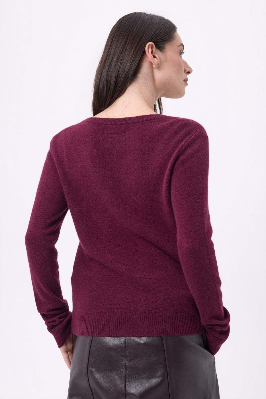 Pullover mit V-Ausschnitt Luna – Bordeauxrot – Damen – 100 % Kaschmir