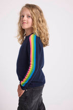 Pull Col Rond Manches Arc En Ciel Luz - Bleu Marine - Enfant