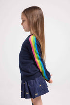Pull Col Rond Manches Arc En Ciel Luz - Bleu Marine - Enfant
