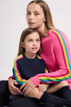 Pull Col Rond Manches Arc En Ciel Luz - Bleu Marine - Enfant