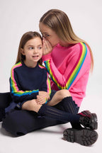 Pull Col Rond Manches Arc En Ciel Luz - Bleu Marine - Enfant