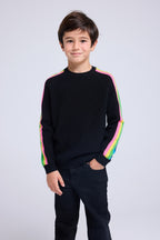 Jersey Cuello Redondo Mangas Arcoíris Luz - Negro