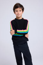 Jersey Cuello Redondo Mangas Arcoíris Luz - Negro