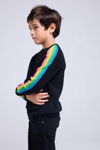Jersey Cuello Redondo Mangas Arcoíris Luz - Negro