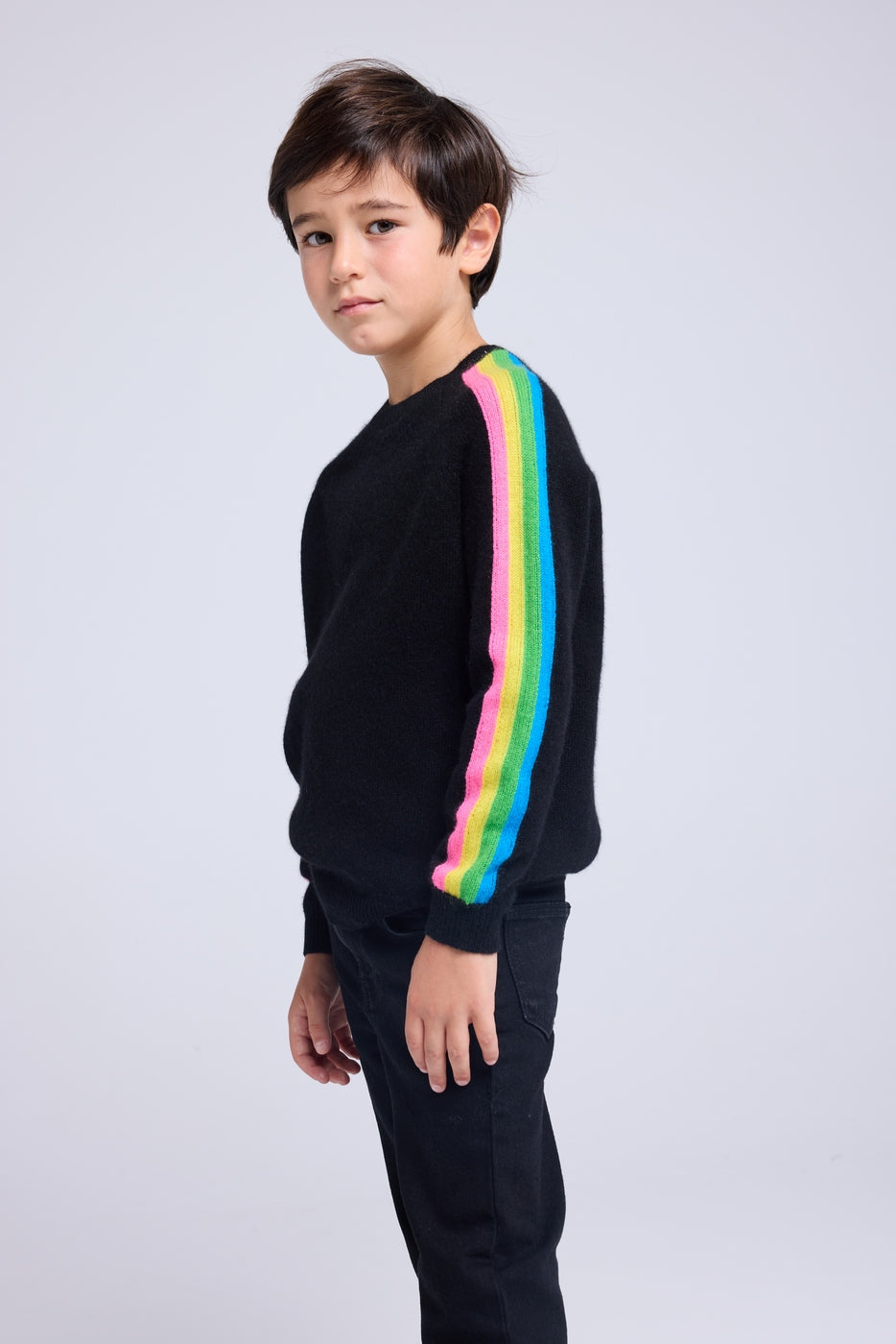 Jersey Cuello Redondo Mangas Arcoíris Luz - Negro