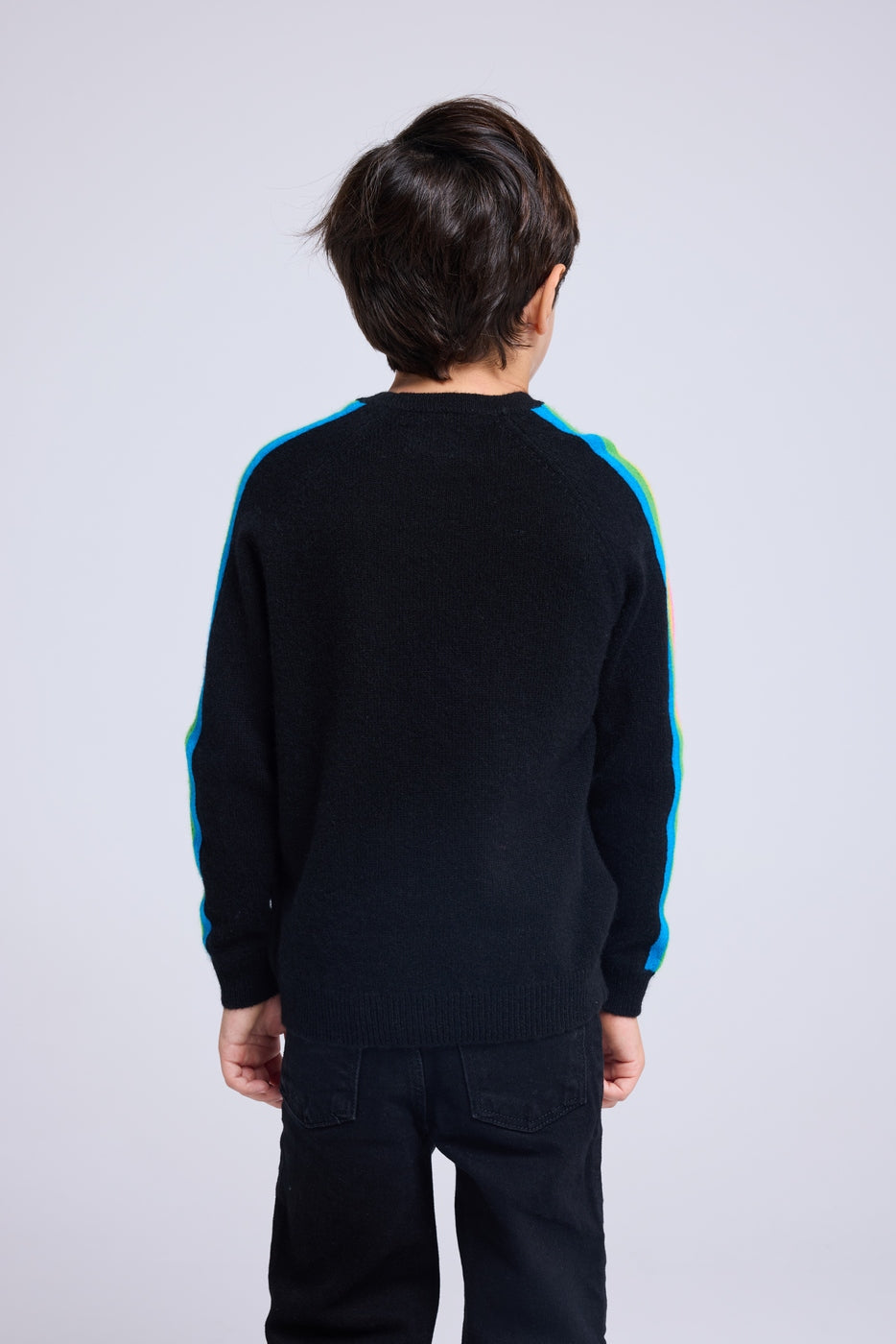 Jersey Cuello Redondo Mangas Arcoíris Luz - Negro