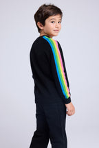 Jersey Cuello Redondo Mangas Arcoíris Luz - Negro