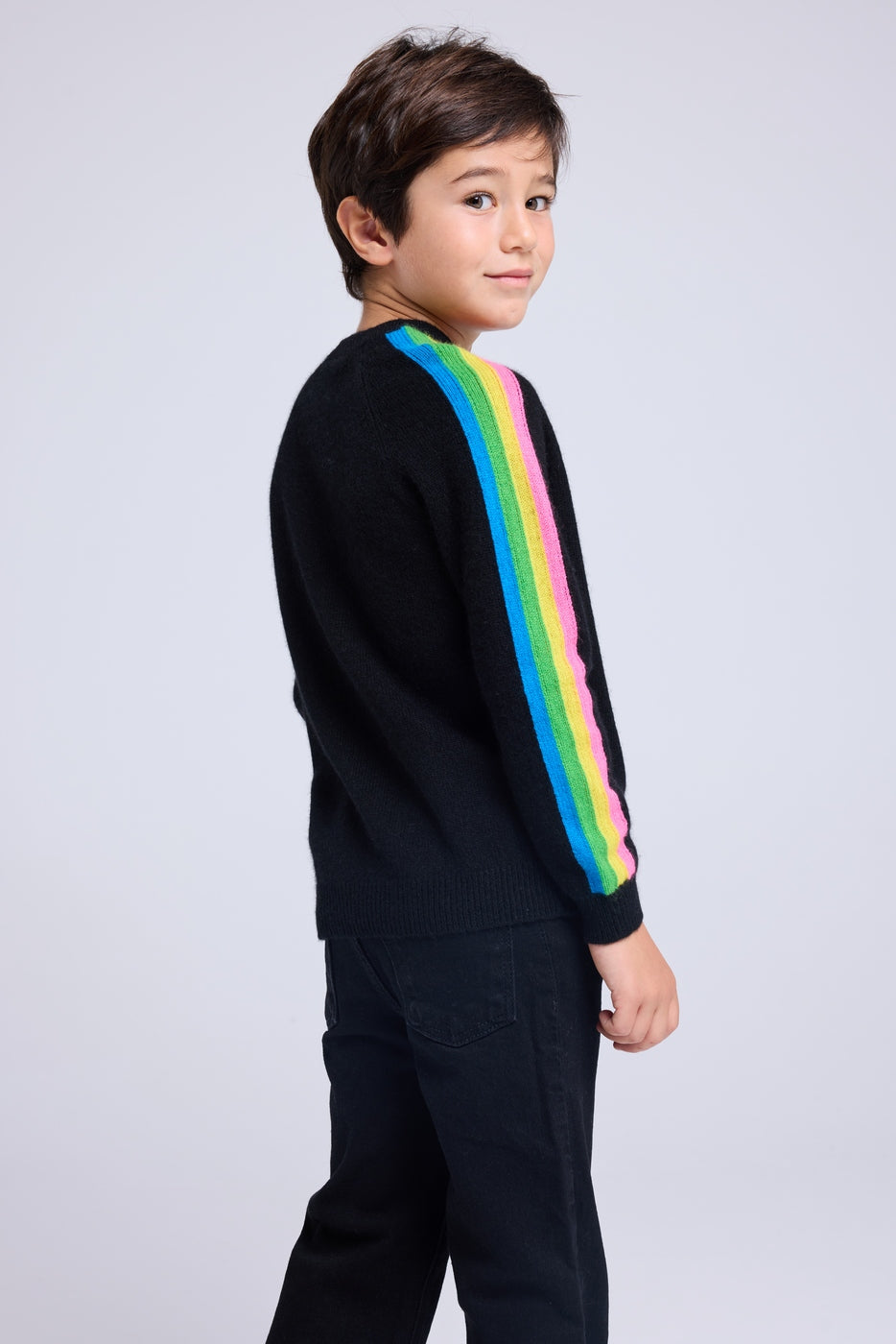 Jersey Cuello Redondo Mangas Arcoíris Luz - Negro