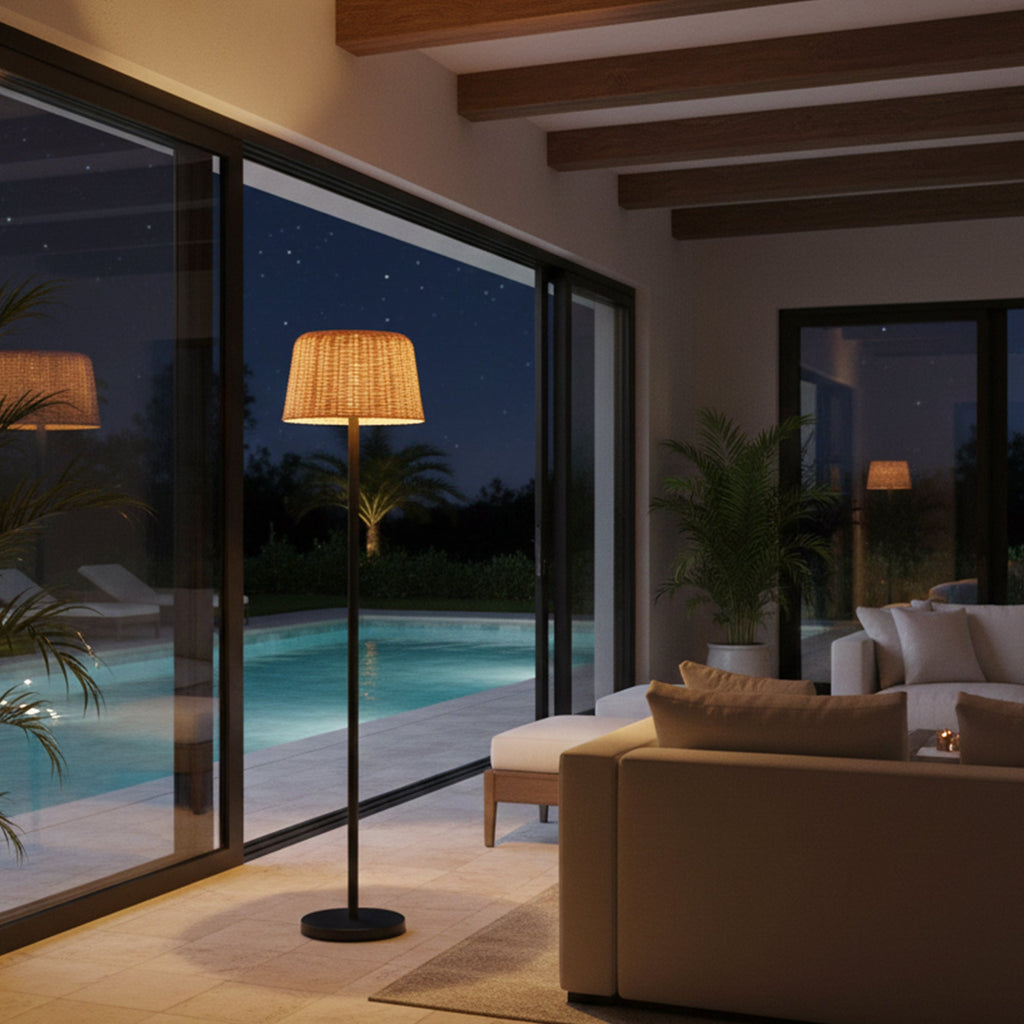 Mateo - Lampadaire Solaire - Polyrotin - Beige