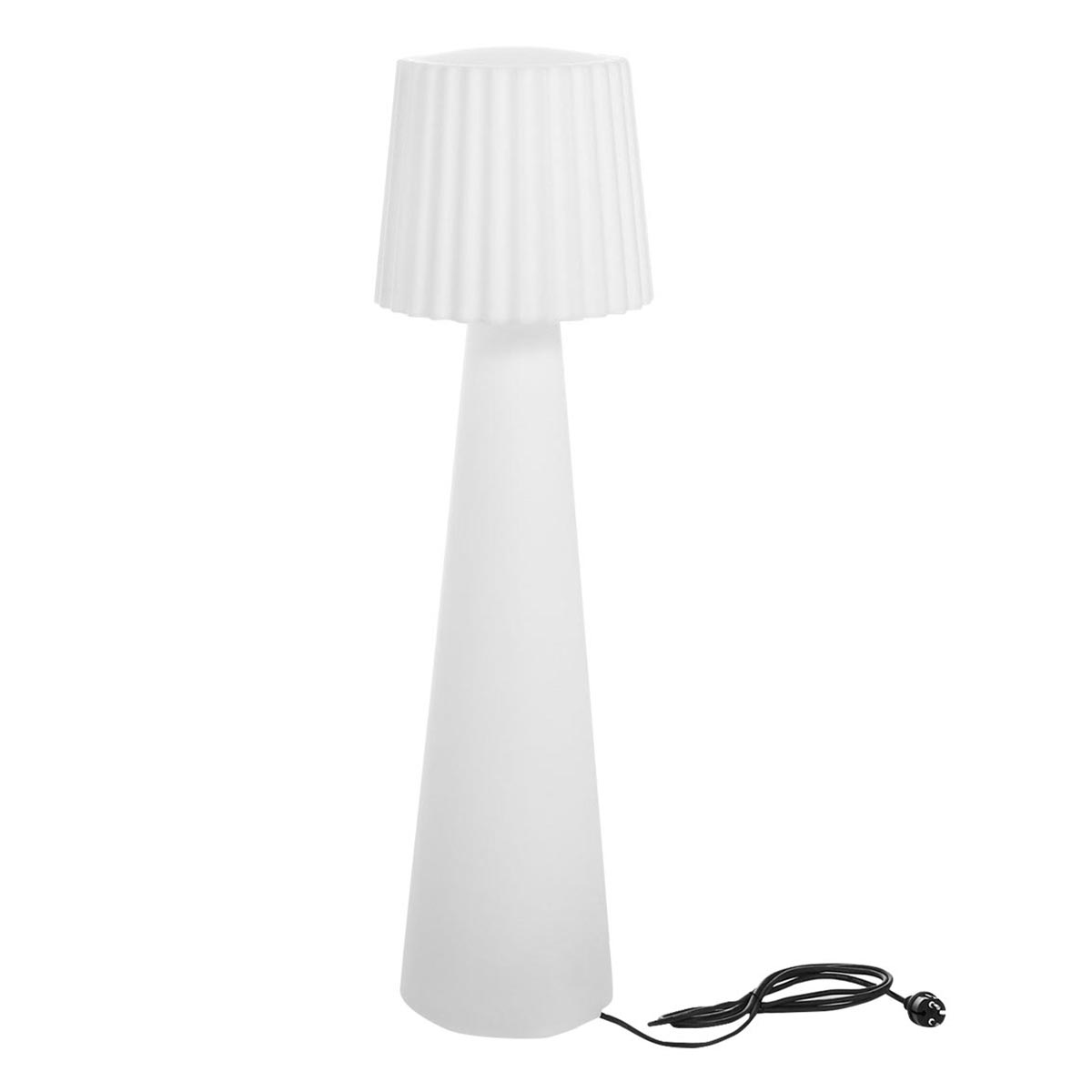 Luminous designer wire floor lamp with wavy shade for outdoor use powerful LED lighting white LADY H150cm E27 base - REDDECO.com