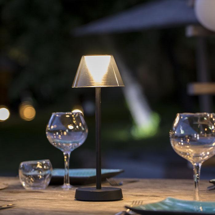 Wireless LED warm white table lamp BEVERLY BLACK H34cm - REDDECO.com
