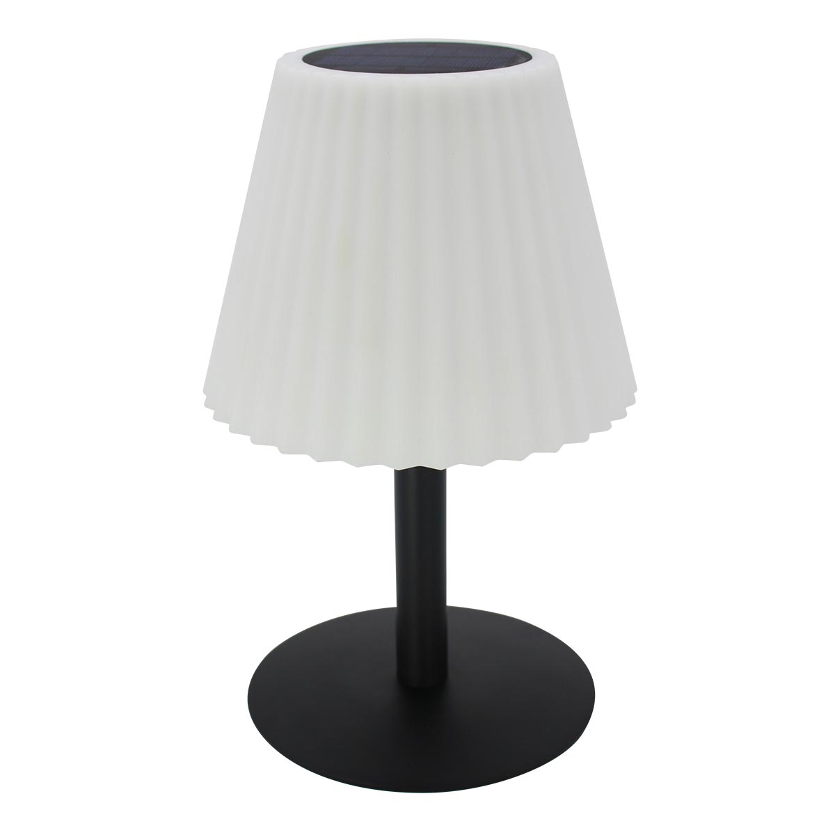 2-in-1 solar table lamp to plant or place, metal base, corrugated lampshade, dimmable white LED BOUFFANT H62cm - REDDECO.com