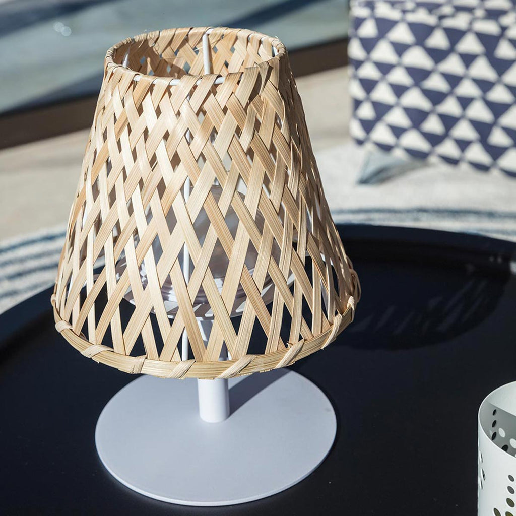 Lámpara de mesa inalámbrica de bambú natural LED blanco cálido/blanco regulable IBIZA H26cm - REDDECO.com