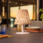 Lámpara de mesa inalámbrica de bambú natural LED blanco cálido/blanco regulable IBIZA H26cm - REDDECO.com