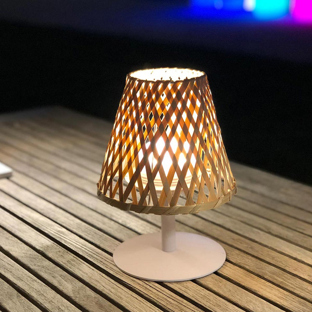 Lámpara de mesa inalámbrica de bambú natural LED blanco cálido/blanco regulable IBIZA H26cm - REDDECO.com