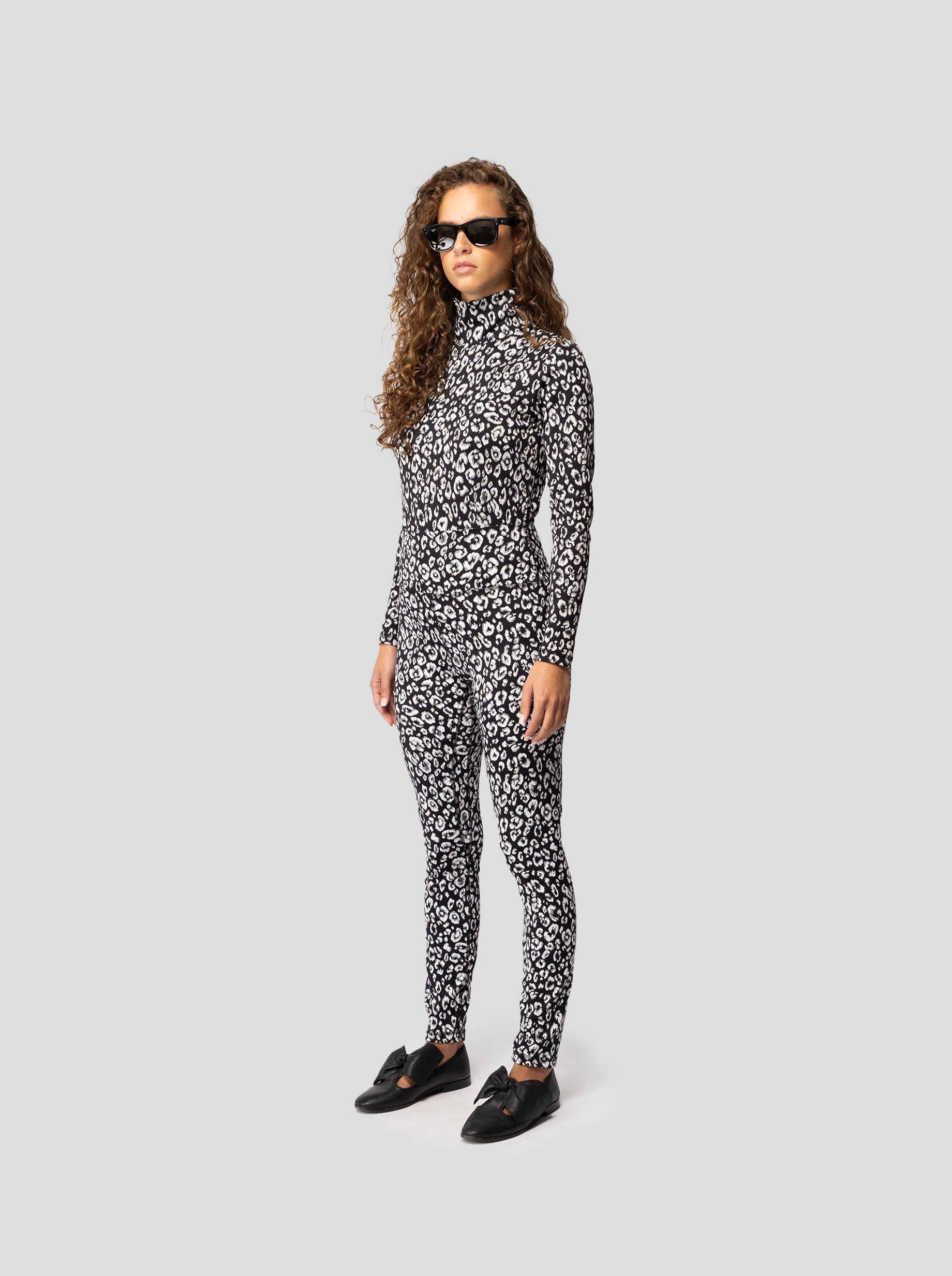 Leggings Glue In Black & White Leopard Jersey